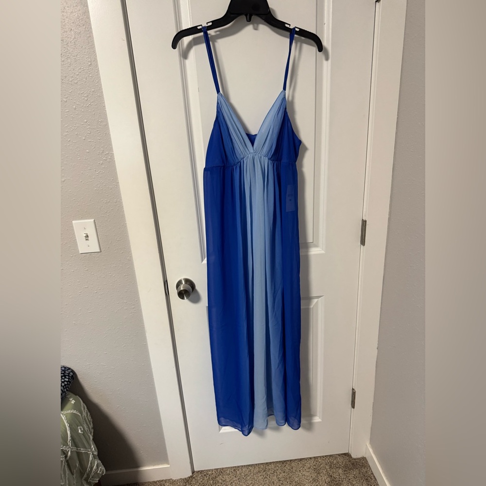 Oscar de la Renta Sleepwear Blue Chemise with Sheer Elegance